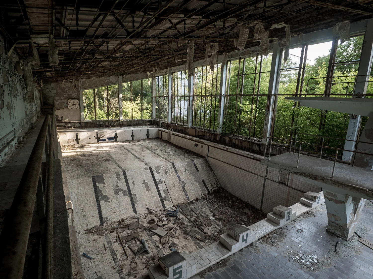  The swimming pool in Pripyat, Cherenobyl exclusion zone. Tours run regularly from Kiev. 